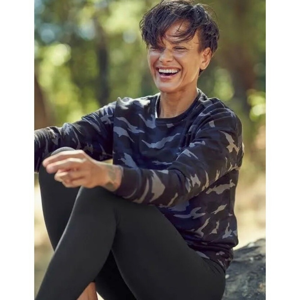 Athleta Coaster Luxe Sweatshirt Womens XS Blue Camo Pullover 632058-01 - Picture 2 of 11
